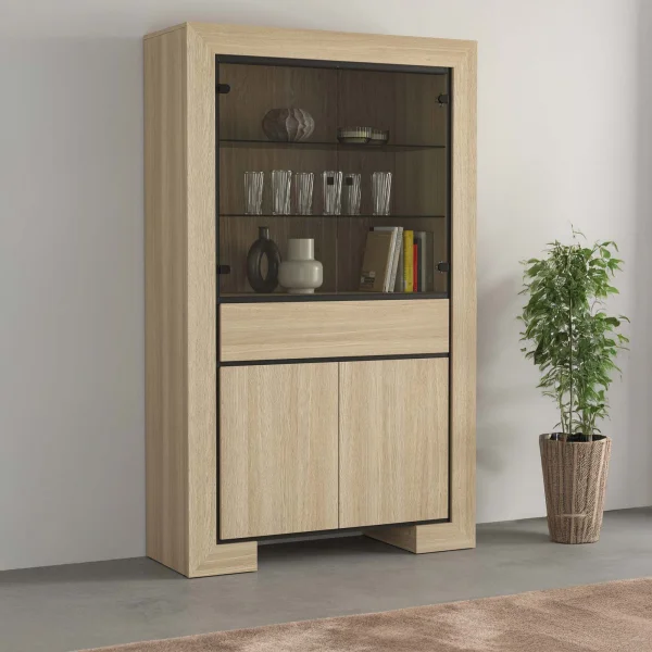 Vetrinetta 113x185h cm 4 ante 1 cassetto rovere Écarté