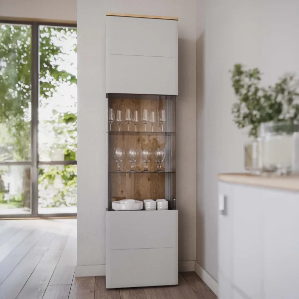 Vetrinetta 55x207h cm 1 anta grigio chiaro rovere Lea