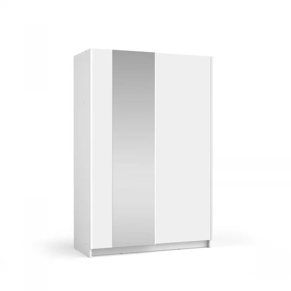Armadio 120x182h cm 2 ante scorrevoli con specchio bianco Medora