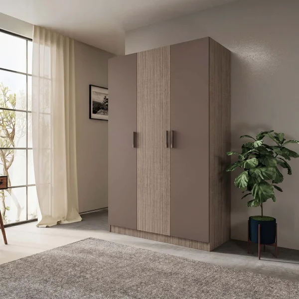 Armadio 120x191h cm 3 ante design rovere scuro marrone Rodari