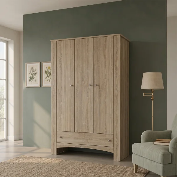 Armadio 124x180h cm 3 ante 1 cassetto rovere sonoma Londra