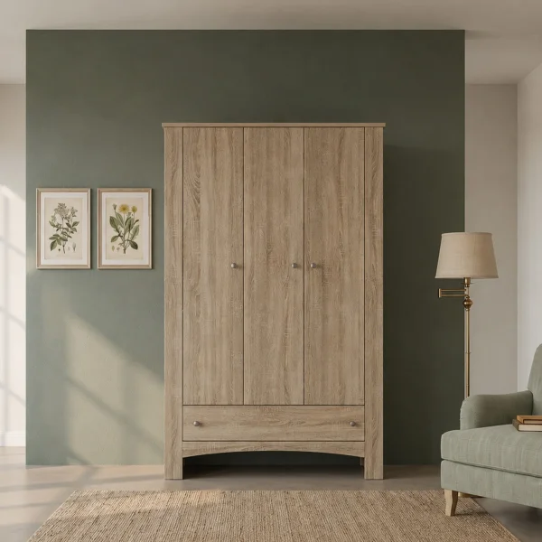 Armadio 124x180h cm 3 ante 1 cassetto rovere sonoma Londra