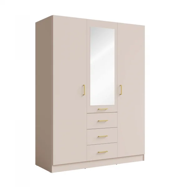 Armadio 150x200h cm 3 ante 3 cassetti con specchio beige cashmere Colmar