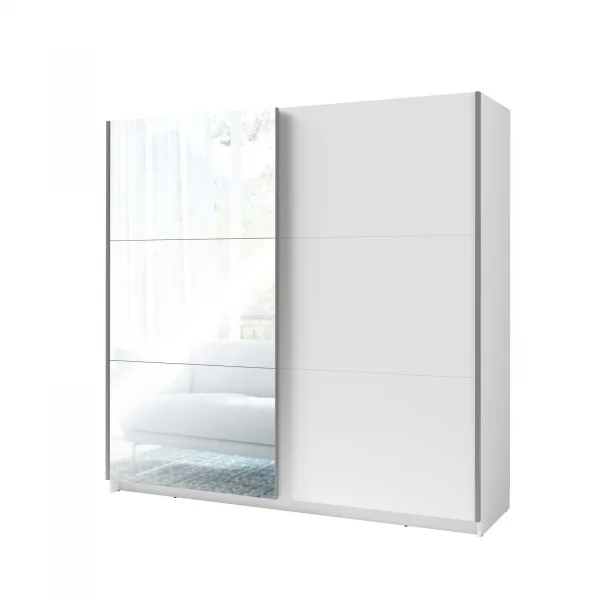 Armadio 150x207h cm 2 ante scorrevoli con specchio bianco Anversa