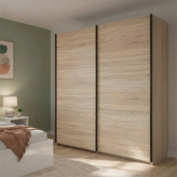 Armadio 154x196h cm 2 ante scorrevoli moderno rovere Krea