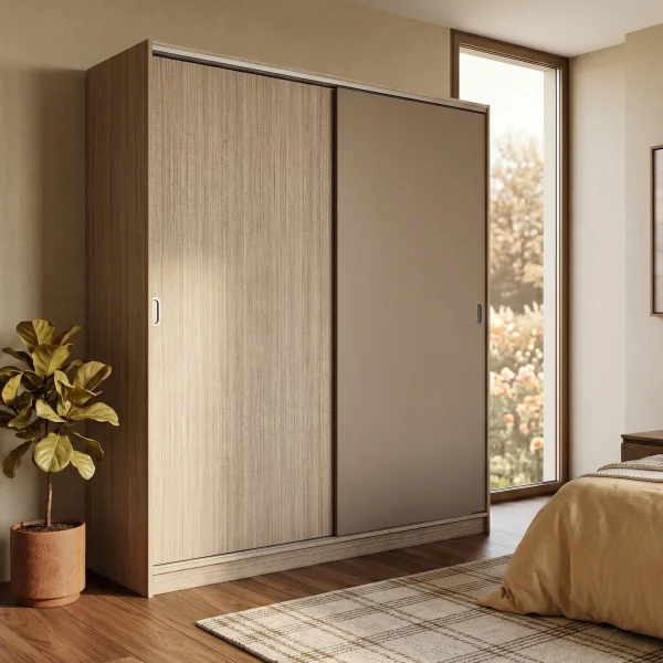Armadio 180x191h cm scorrevole moderno rovere scuro marrone Morante