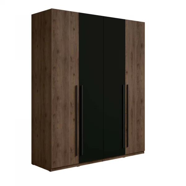 Armadio 180x220h cm 4 ante moderno noce nero Baku