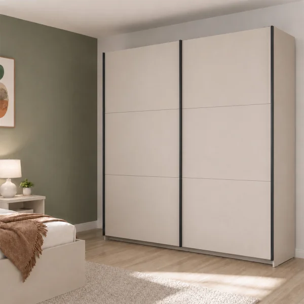 Armadio 183x196h cm 2 ante scorrevoli moderno beige cashmere Krea