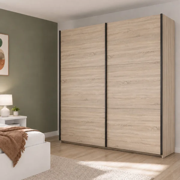 Armadio 183x196h cm 2 ante scorrevoli moderno rovere Krea