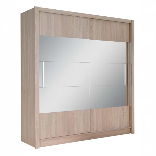 Armadio 184x200h cm 2 ante scorrevoli con specchio rovere sonoma Bristol