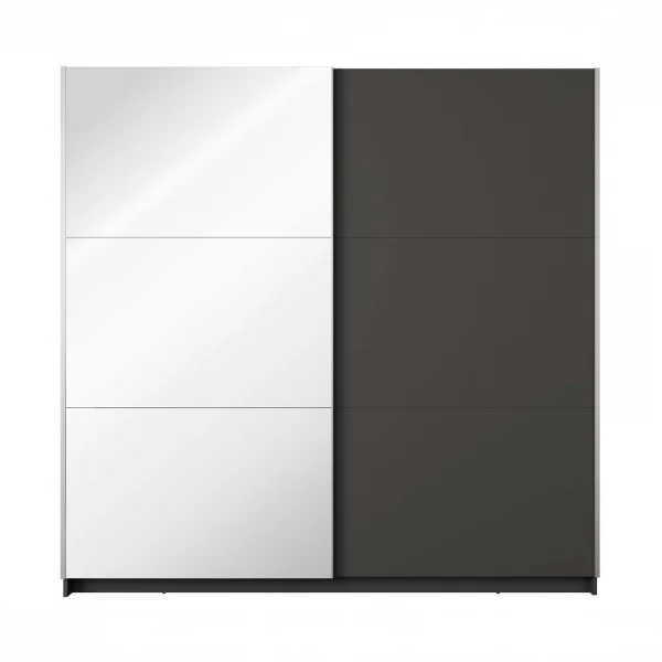 Armadio 200x207h cm 2 ante scorrevoli con specchio antracite Anversa
