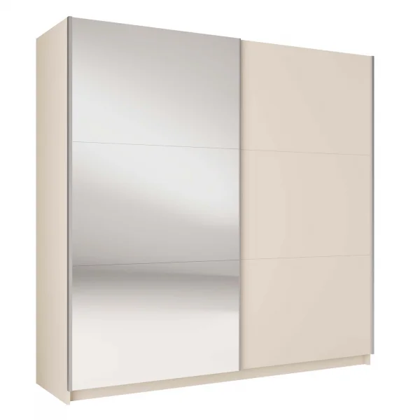 Armadio 200x207h cm 2 ante scorrevoli con specchio beige cashmere Anversa