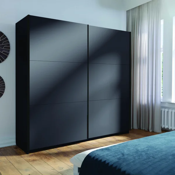 Armadio 200x207h cm 2 ante scorrevoli moderno antracite Anversa