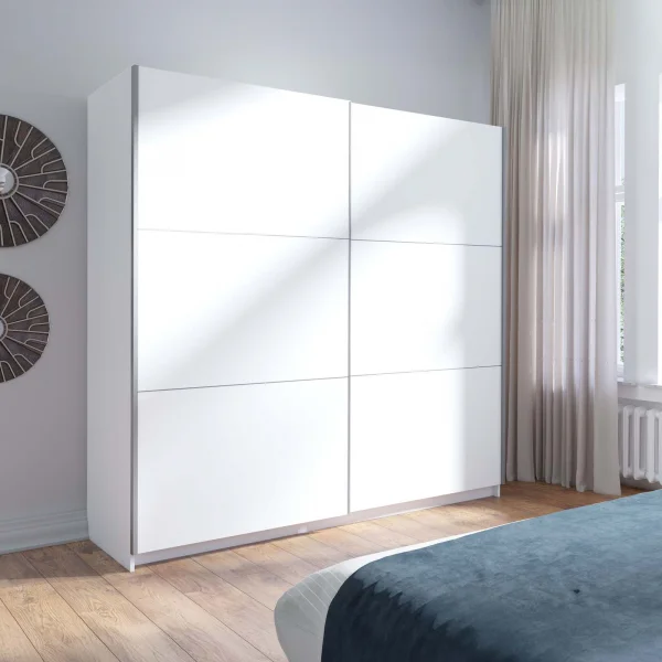Armadio 200x207h cm 2 ante scorrevoli moderno bianco Anversa