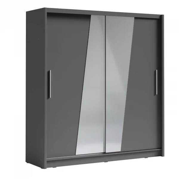 Armadio 205x215h cm 2 ante scorrevoli con specchio diagonale antracite Varna