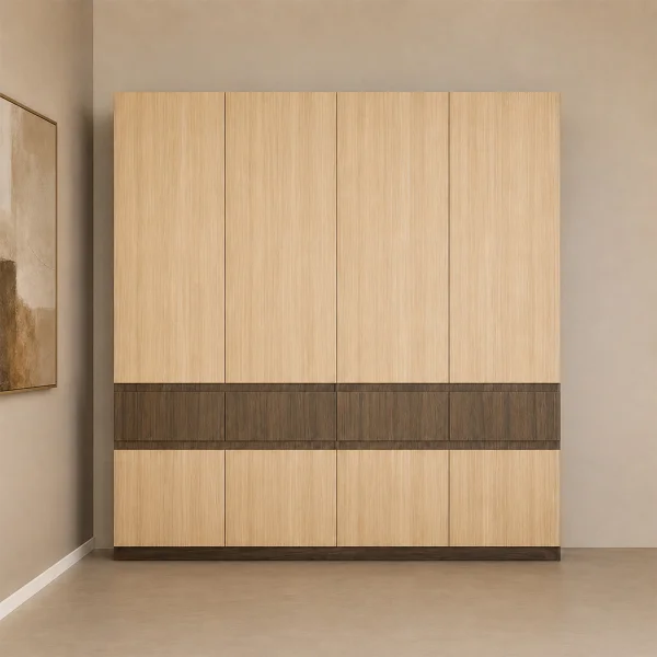 Armadio 220x211h cm 8 ante 4 cassetti rovere chiaro e rovere scuro Pitigliano