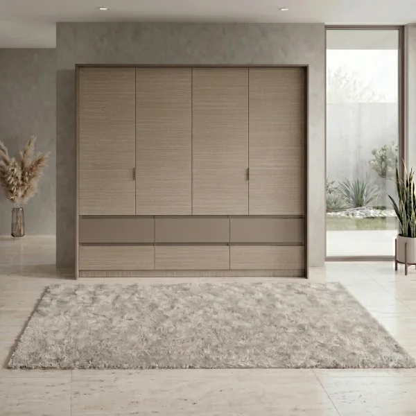 Armadio 240x220h cm 6 cassetti 2 ante a libro rovere scuro marrone Rebecca