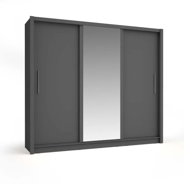 Armadio 248x215hcm 3 ante scorrevoli con specchio antracite Seattle