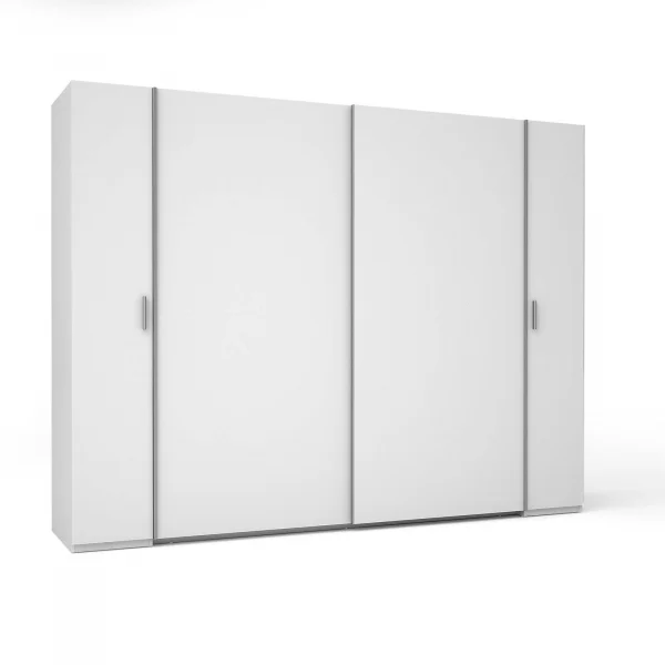Armadio 270x208hcm 2 ante scorrevoli e 2 ante battente bianco Vega