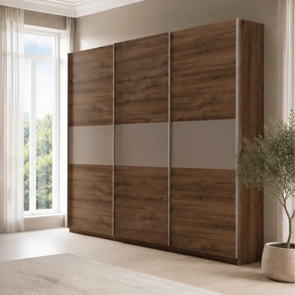 Armadio 270x215h cm 3 ante scorrevoli noce marrone Dusk
