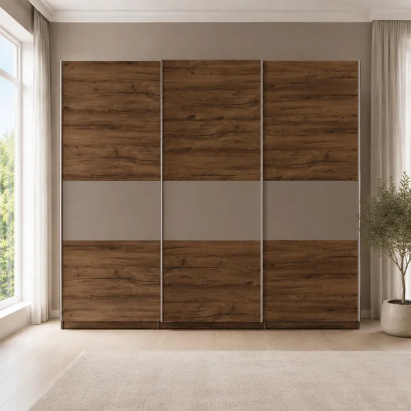Armadio 270x215h cm 3 ante scorrevoli noce marrone Dusk