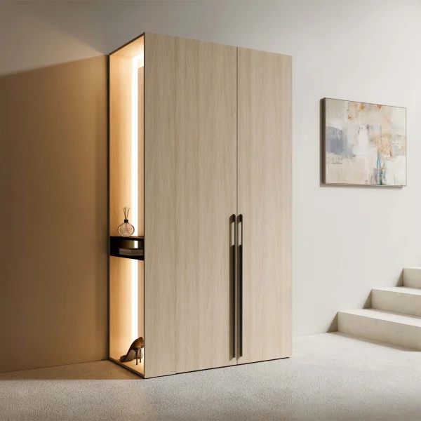 Armadio ingresso 110x207h cm 2 ante con led e specchio rovere Palermo