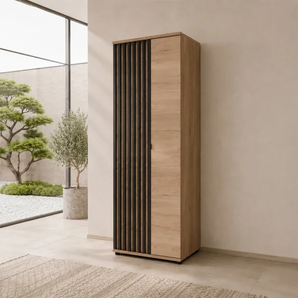 Armadio ingresso 60x202h cm cannettato rovere nero Berlino