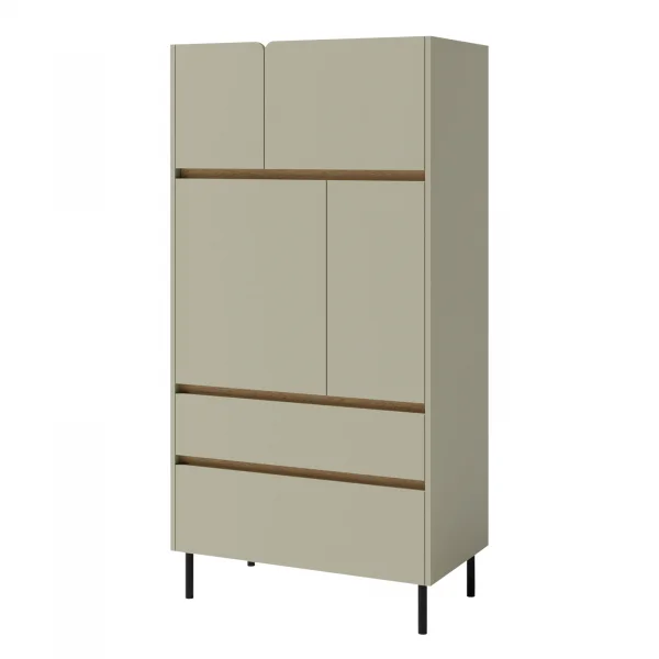 Armadio soggiorno 80x165h cm 4 ante 2 cassetti verde rovere chiaro Linfa