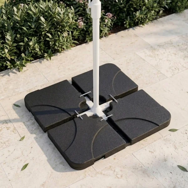 Base per ombrellone a sbalzo 50x50cm in 4 pezzi nero con attacco in metallo Atlas