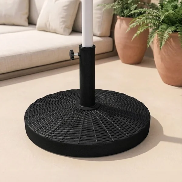 Base rotonda 53cm per ombrellone con palo centrale 25 kg in resina nera Titan