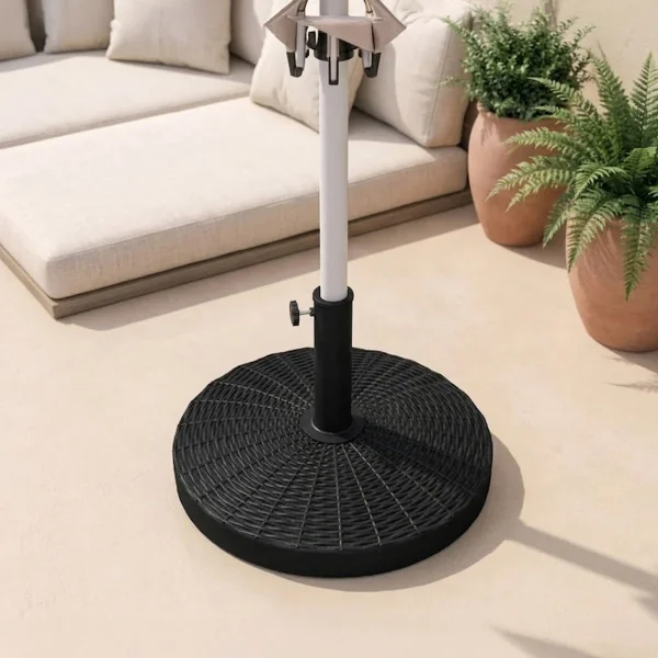 Base rotonda 53cm per ombrellone con palo centrale 25 kg in resina nera Titan
