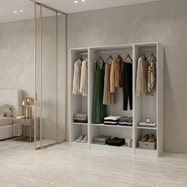 Cabina armadio 160x201h cm con appendiabiti bianco frassinato Dulcinea 3