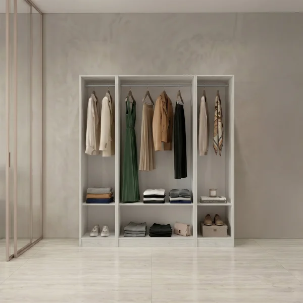 Cabina armadio 160x201h cm con appendiabiti bianco frassinato Dulcinea 3