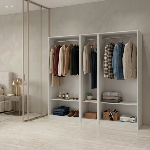 Cabina armadio 200x201h cm con appendiabiti bianco frassinato Dulcinea