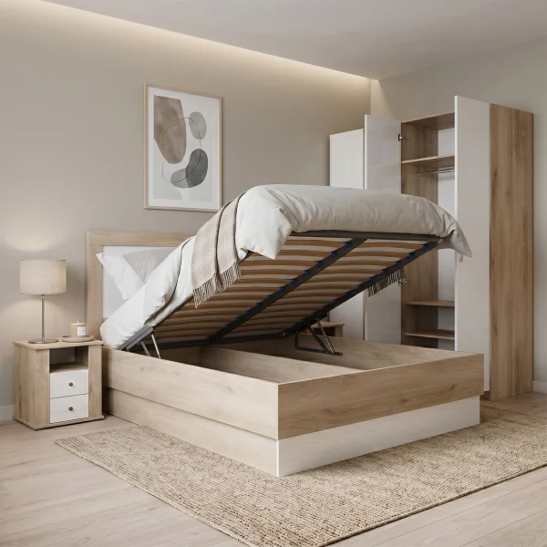 Camera da letto matrimoniale completa rovere bianco lucido Volterra