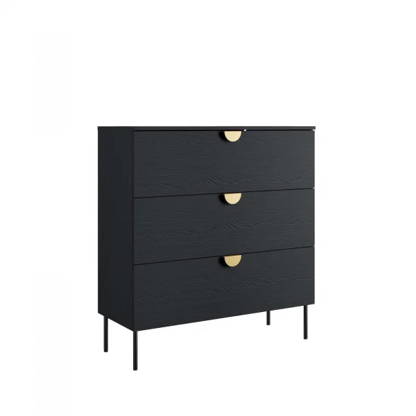 Cassettiera 100x107h cm 3 cassetti nero frassinato Innsbruck
