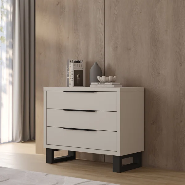 Cassettiera 100x83h cm 3 cassetti beige cashmere Petra