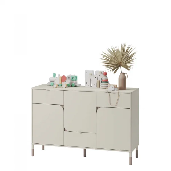 Cassettiera 130x87h cm 3 ante 3 cassetti multiuso beige cashmere Rita