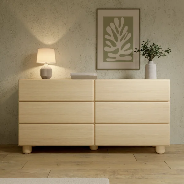Cassettiera 160x80h cm 6 cassetti soggiorno rovere chiaro Mellow