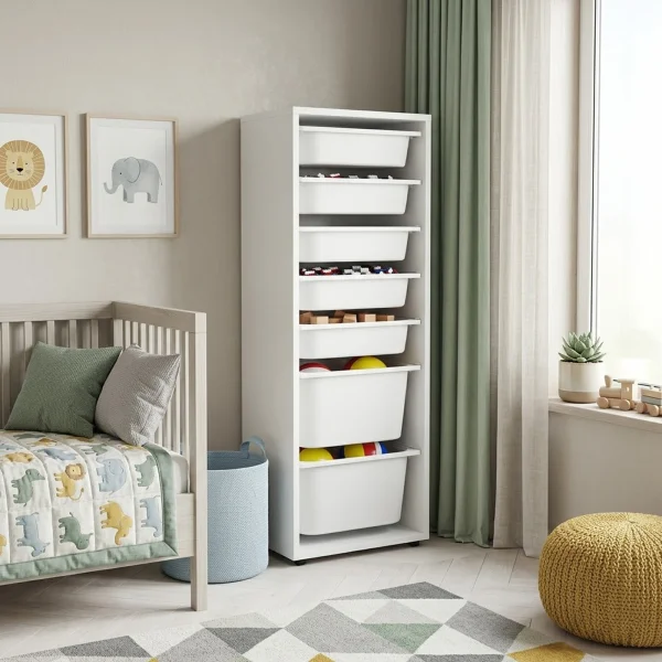 Cassettiera 45x125h cm colonna portagiochi multiuso bianco Fast Concordia
