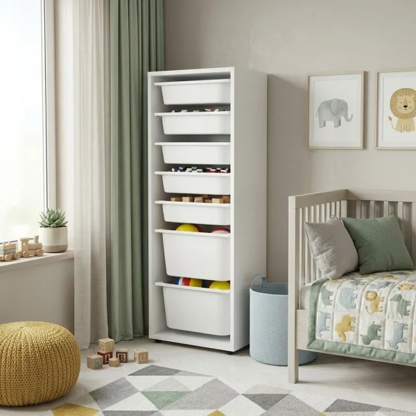 Cassettiera 45x125h cm colonna portagiochi multiuso bianco Fast Concordia