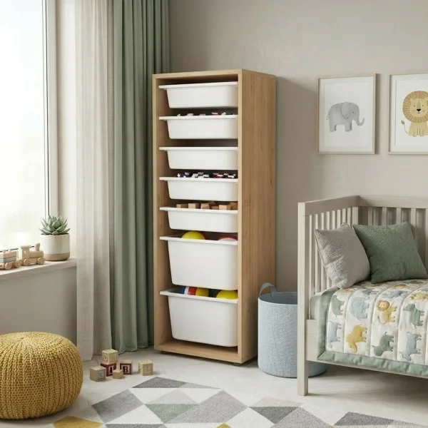 Cassettiera 45x125h cm colonna portagiochi multiuso rovere Fast Concordia