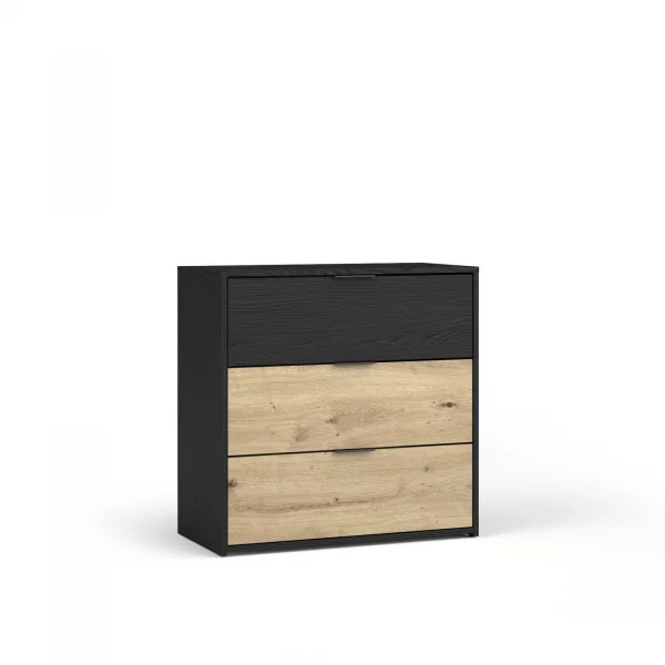 Cassettiera 80x79h cm 3 cassetti nero frassinato rovere Polinesia
