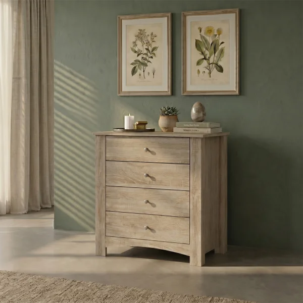 Cassettiera 80x90h cm 4 cassetti rovere sonoma Londra