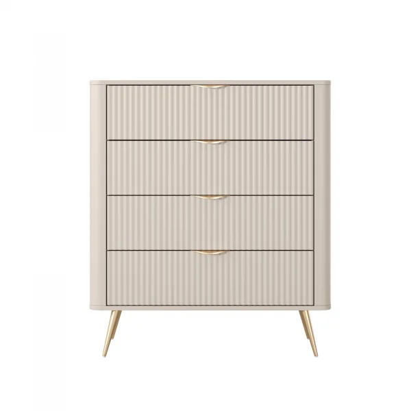 Cassettiera 88x101h cm 4 cassetti soggiorno beige cannettato Ramis