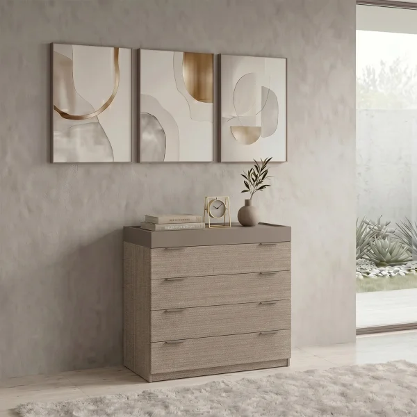 Cassettiera 90x88h cm 4 cassetti rovere scuro marrone Rebecca