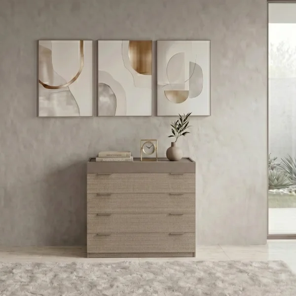Cassettiera 90x88h cm 4 cassetti rovere scuro marrone Rebecca