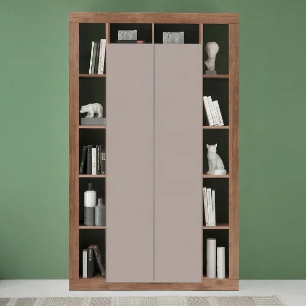 Colonna a terra 134x217h cm multiuso 2 ante beige cashmere rovere scuro Trilogy
