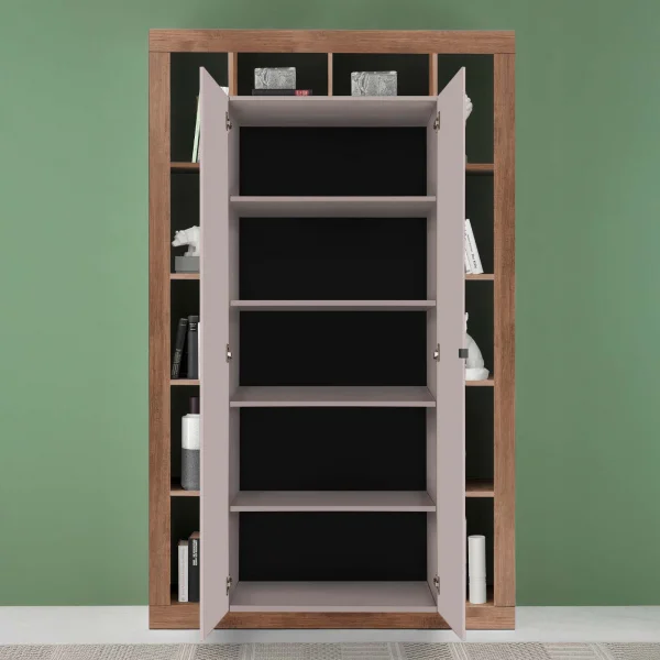 Colonna a terra 134x217h cm multiuso 2 ante beige cashmere rovere scuro Trilogy