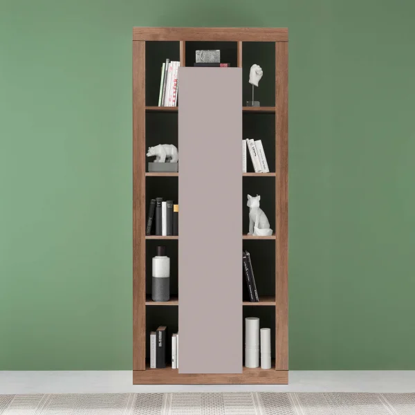 Colonna a terra 95x217h cm multiuso 1 anta beige cashmere rovere scuro Trilogy